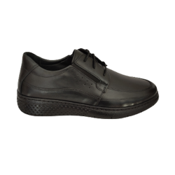 Ανδρικά παπούτσια δερμάτινα με κορδόνια με τζελ πάτο μαύρα - 1000ADE-GM-KORD