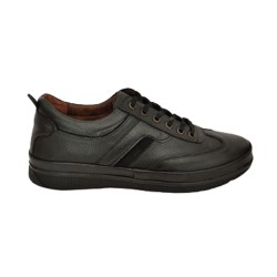 Ανδρικά παπούτσια δερμάτινα με κορδόνια μαύρα - 1021ADE-KORD-M