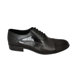 Ανδρικά παπούτσια δερμάτινα μαύρα σκαρπίνια - 1090AP-DER-KORD-SKARP-M