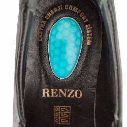 Ανδρικά παπούτσια δερμάτινα με κορδόνια με τζελ πάτο μαύρα - 1000ADE-GM-KORD