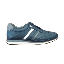 Αθλητικά δερμάτινα ανδρικά παπούτσια μπλε - AML-BL010