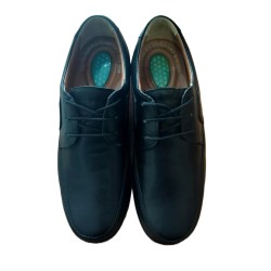 Παπούτσια δερμάτινα αντιολισθητικά, ανατομικά ανδρικά με κορδόνια χρώμα μαύρα - P-AN-DR-AN