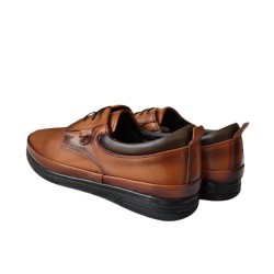 Ανδρικά παπούτσια δερμάτινα με κορδόνια και με τζελ ταμπά - AP-GEL-D-KORD-TABA-012