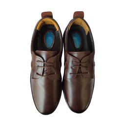 Ανδρικά παπούτσια δερμάτινα με κορδόνια και με τζελ καφέ - AP-GEL-D-KORD-KAFE-012