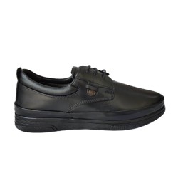  Ανδρικά παπούτσια δερμάτινα με κορδόνια και με τζελ μαύρα - AP-GEL-D-KORD-BLACK-012