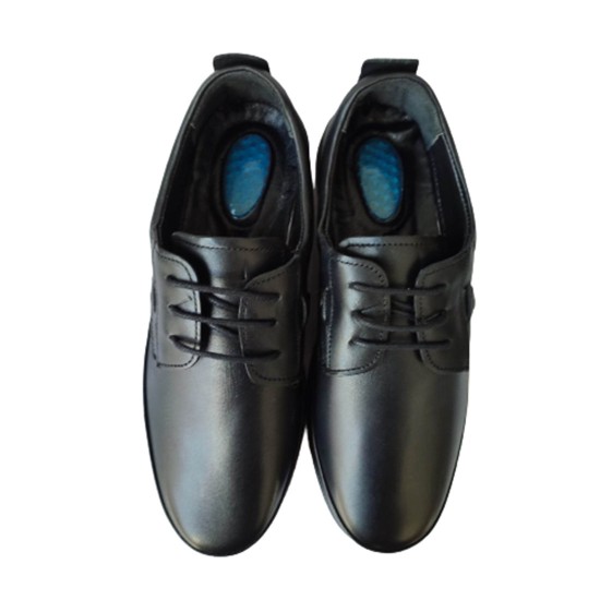  Ανδρικά παπούτσια δερμάτινα με κορδόνια και με τζελ μαύρα - AP-GEL-D-KORD-BLACK-012