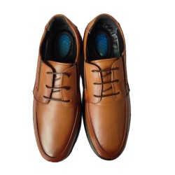 Ανδρικά παπούτσια δερμάτινα με κορδόνια και με τζελ ταμπά - AP-GEL-D-KORD-TABA-013