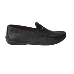 Ανδρικά παπούτσια δερμάτινα παντοφλέ μαύρα - AP-DE-PANT-M022