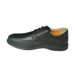 Ανδρικά παπούτσια δερμάτινα με κορδόνια μαύρα ανατομικά - APDM-K