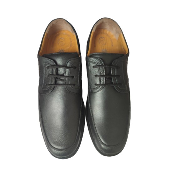Ανδρικά παπούτσια δερμάτινα με κορδόνια μαύρα ανατομικά - APDM-K
