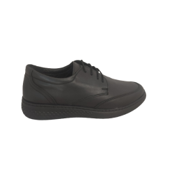 Παπούτσια ανδρικά δερμάτινα με τζελ και κορδόνια μαύρα - PA-ANDR-DERM-KORD-G-M05
