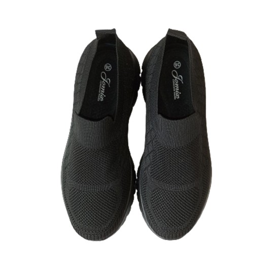 Αθλητικά γυναικεία υφασμάτινα παπούτσια μαύρα - ATH-GYN-M-028