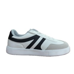 Ανδρικά Sneakers χρώμα λεύκα με μαύρες γραμμές -  S-A-A