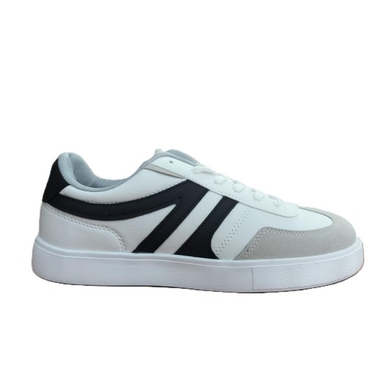 Ανδρικά Sneakers χρώμα λεύκα με μαύρες γραμμές -  S-A-A