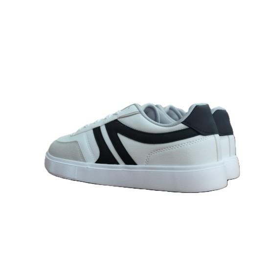Ανδρικά Sneakers χρώμα λεύκα με μαύρες γραμμές -  S-A-A