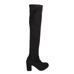 Γυναικείες μπότες πάνω από το γόνατο σουέτ μαύρες - GY-BOT-M-01