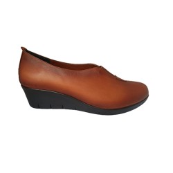 Παπούτσια γυναικεία δερμάτινα με τακούνι ταμπά - 14GYPA-DER-TAK-T01