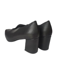 Παπούτσια γυναικεία δερμάτινα με τακούνι μαύρα - 14GYPA-DER-TAK-M02